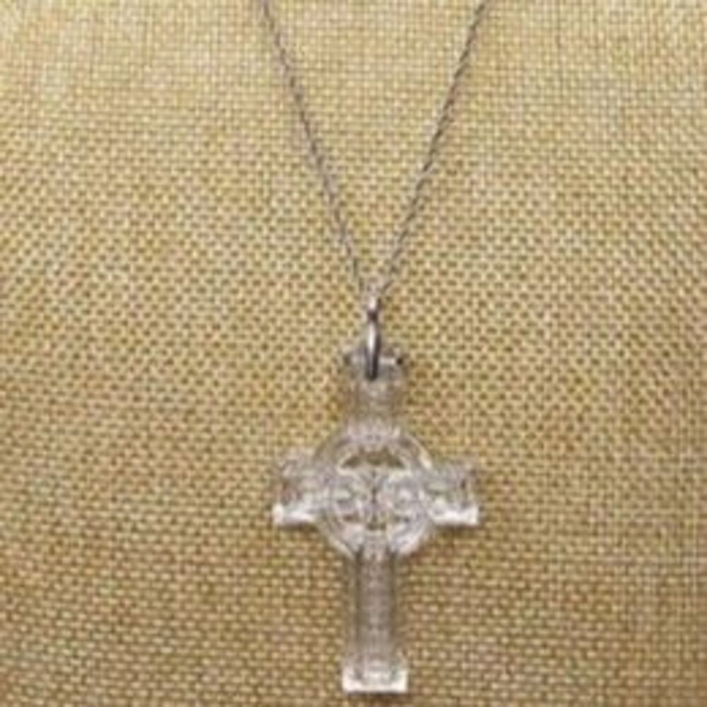 Waterford Crystal Vintage 2.5"L Clear Crystal Cross on 925 Silver Chain 20"L